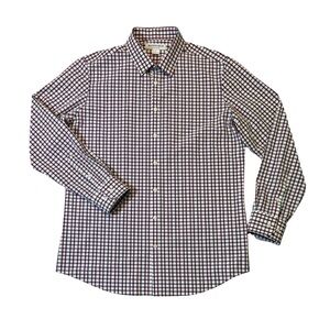 Mizzen + Main mens XL trim fit red blue plaid performance button up shirt EUC